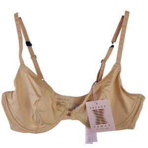 NWT Savage X Fenty Microfiber Unlined Bra Honey Nude Sz 36D Adjustable Straps